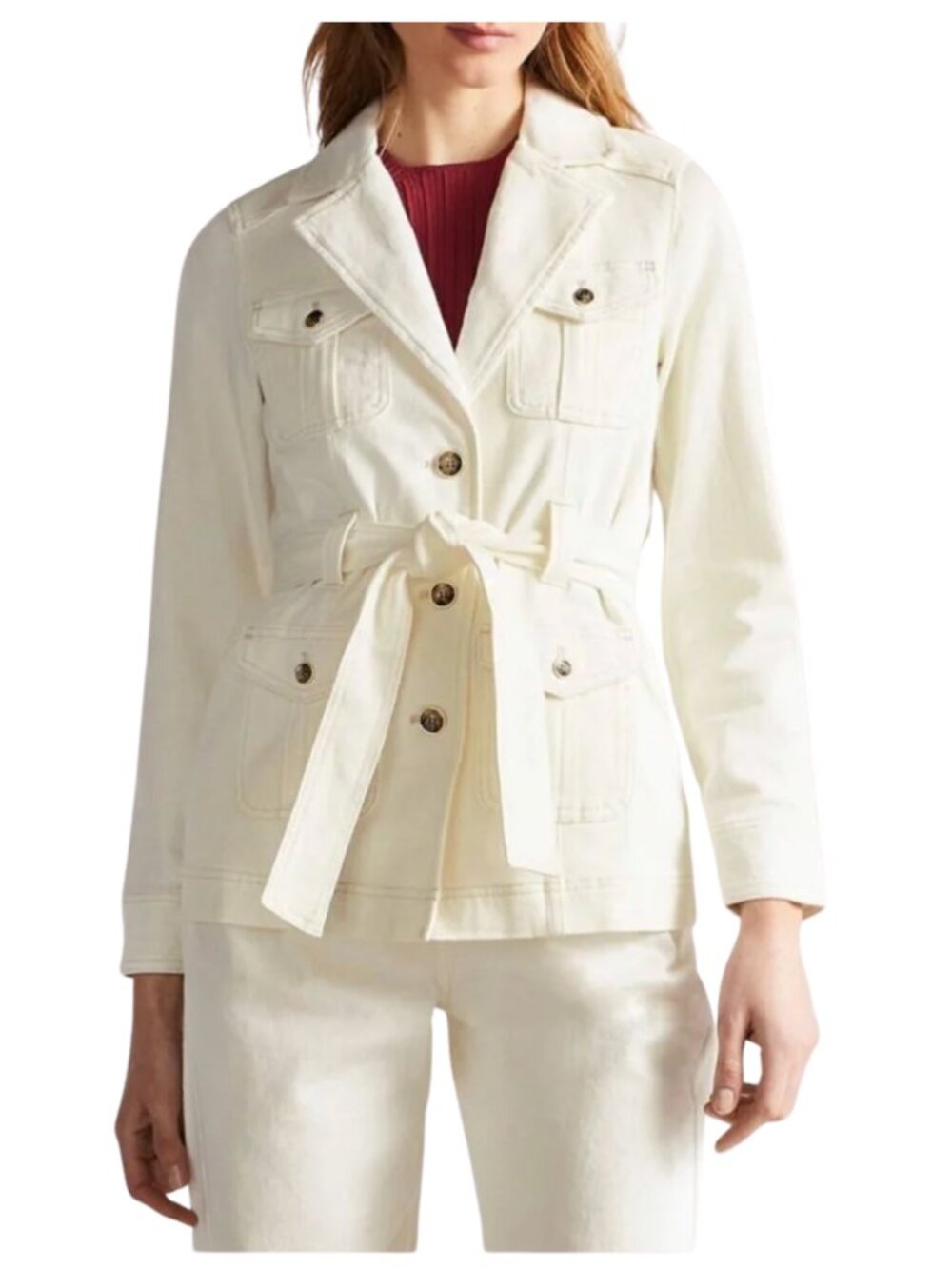 Ted Baker Ivory Utility Safari Jacket Gold Buttons [no belt] Size 0